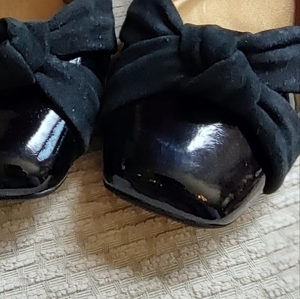 Arturo Chiang 8.5 Black Patent Leather Elastic Slingback Flats! - Picture 8 of 10